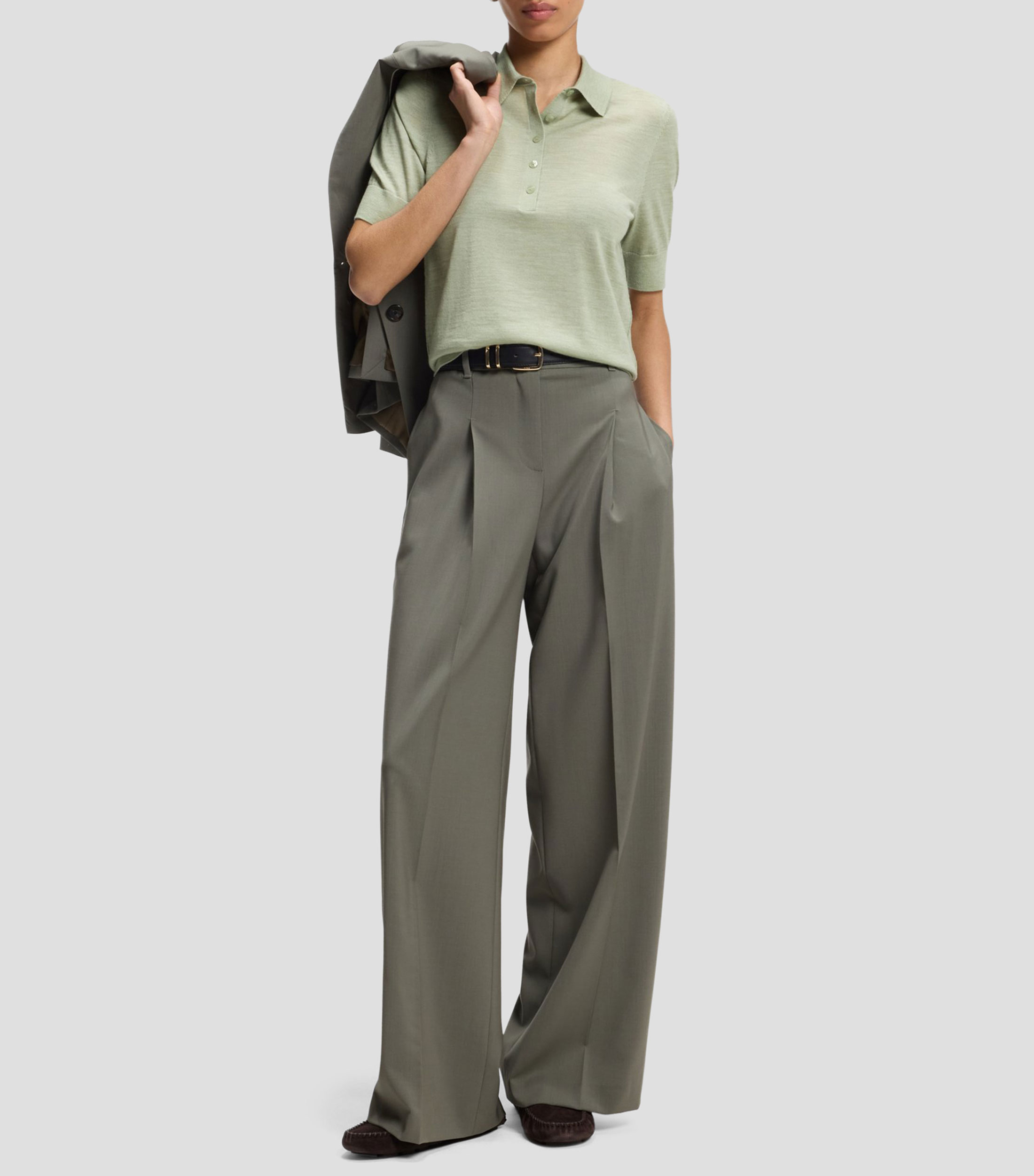 Playera tipo polo manga corta jaspeada Mujer